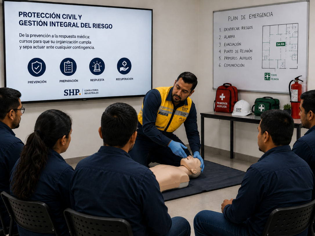 Práctica de primeros auxilios en curso de protección civil de SHP