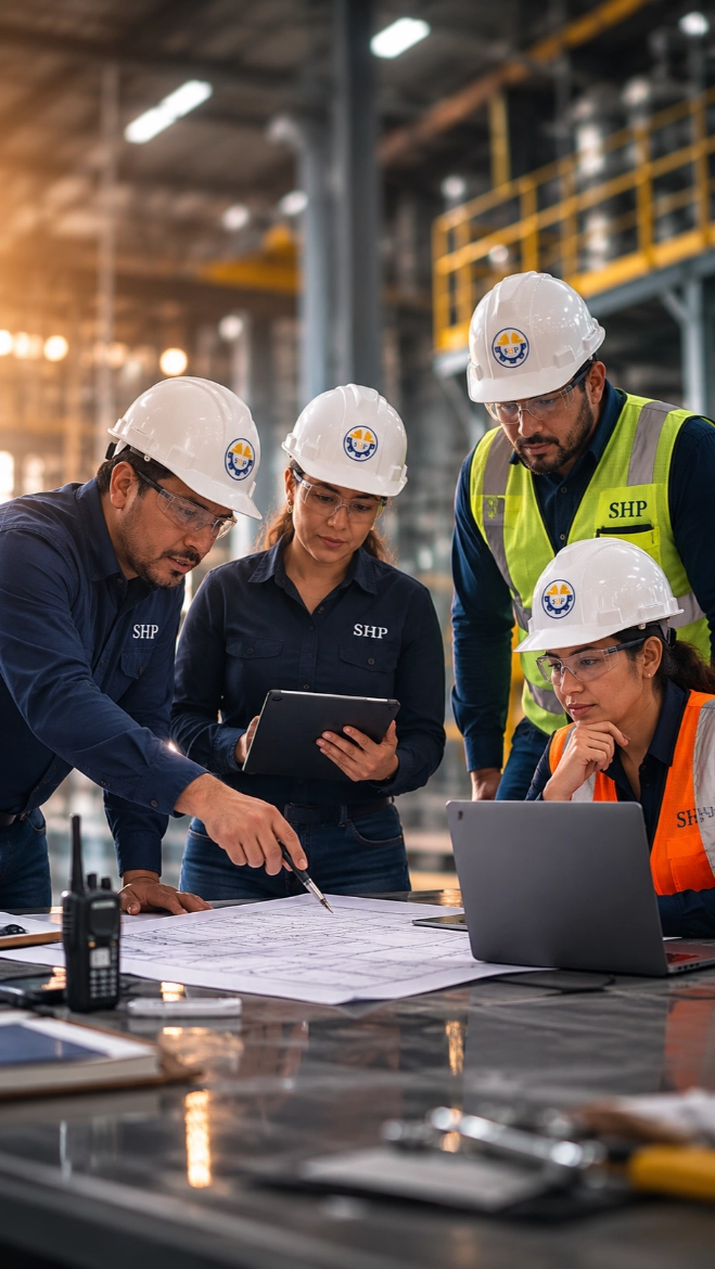 Especialistas de SHP realizando trabajo de prevención en planta